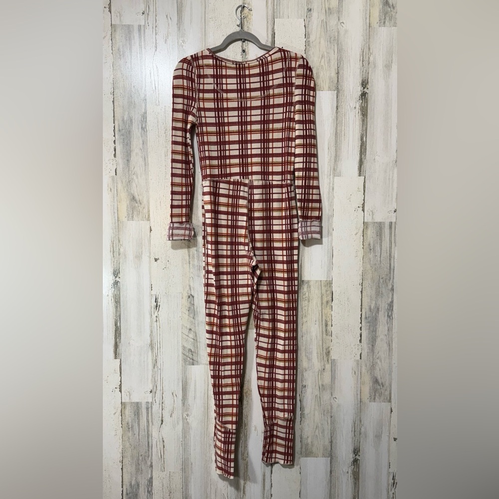 Free People Checkered V-Neck Onesie Lightweight Pajamas - Picture 6 of 12